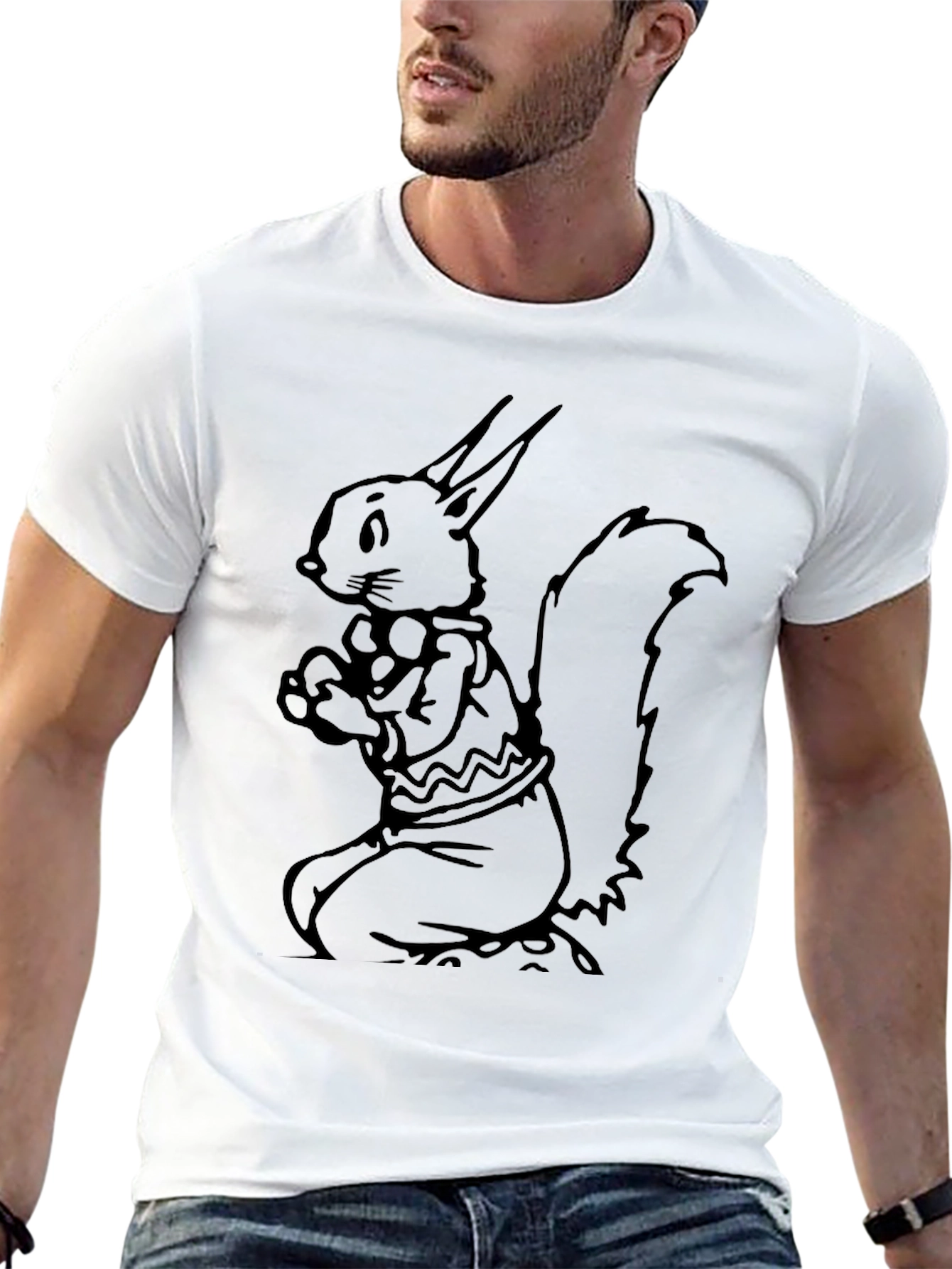 Squirrel Graphic Tee - Black Crew Neck T-Shirt