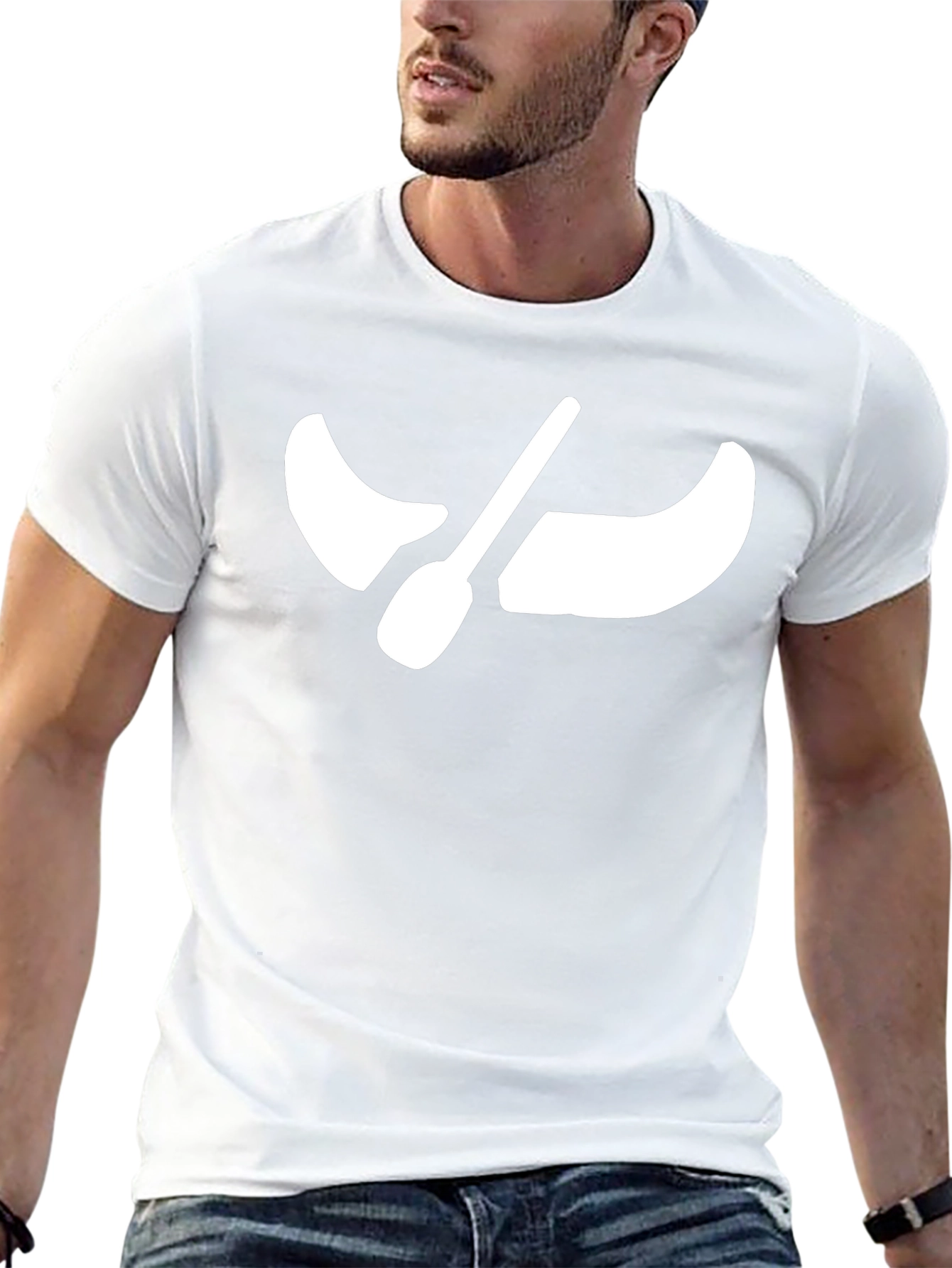 Black T-Shirt with Canoe Graphic