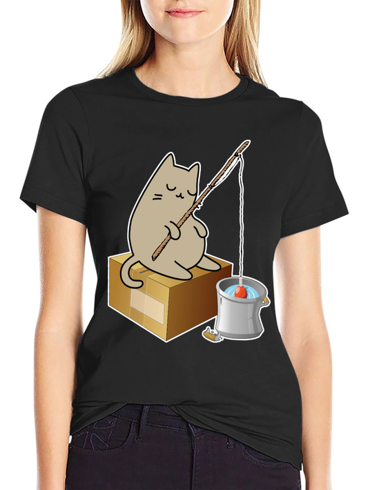 Cat Fishing T-Shirt - Cute Graphic Tee