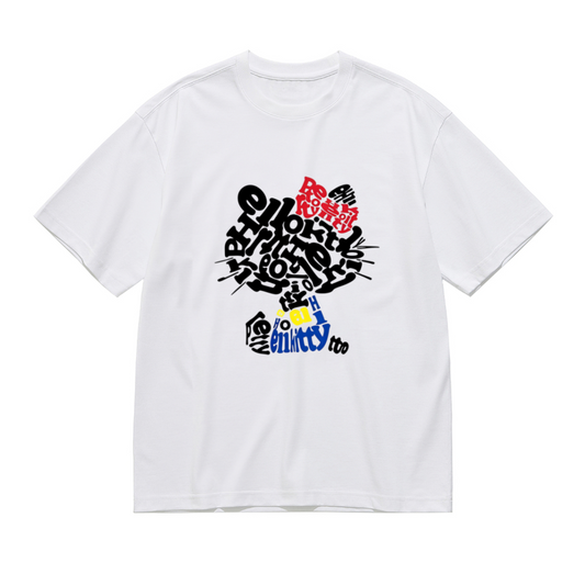 Graffiti Art Style Hello Kitty Bold Print Plus?Size Women Tee