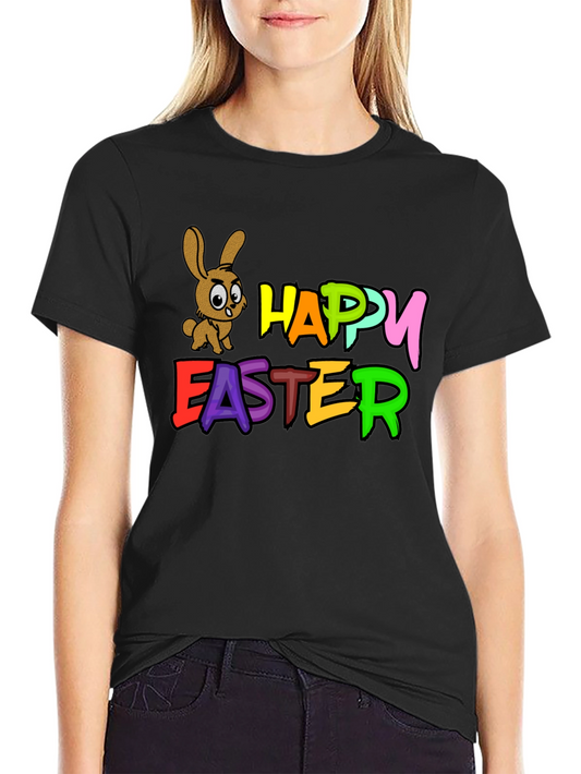 Happy Easter Bunny Black T-Shirt
