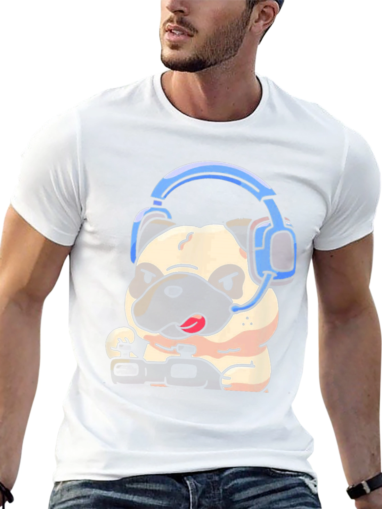 Gamer Pug Graphic Tee - Playful Style