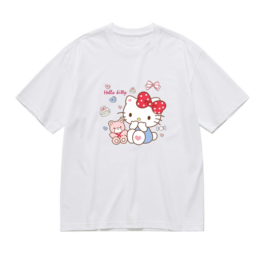 Sweet Cake Teddy Hello Kitty Lovely Plus Size Women Casual Tee