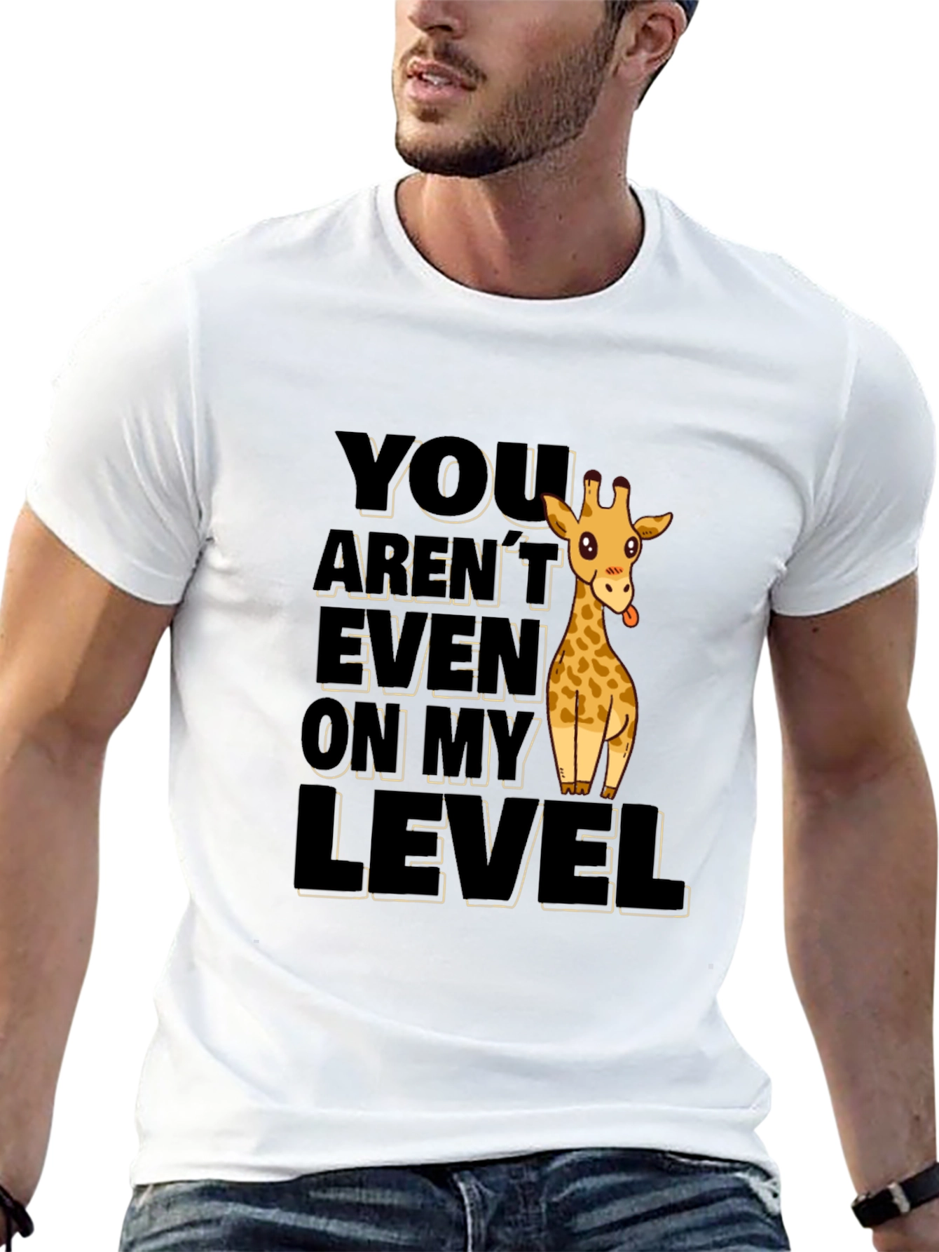 Funny Giraffe Not On My Level Black T-Shirt