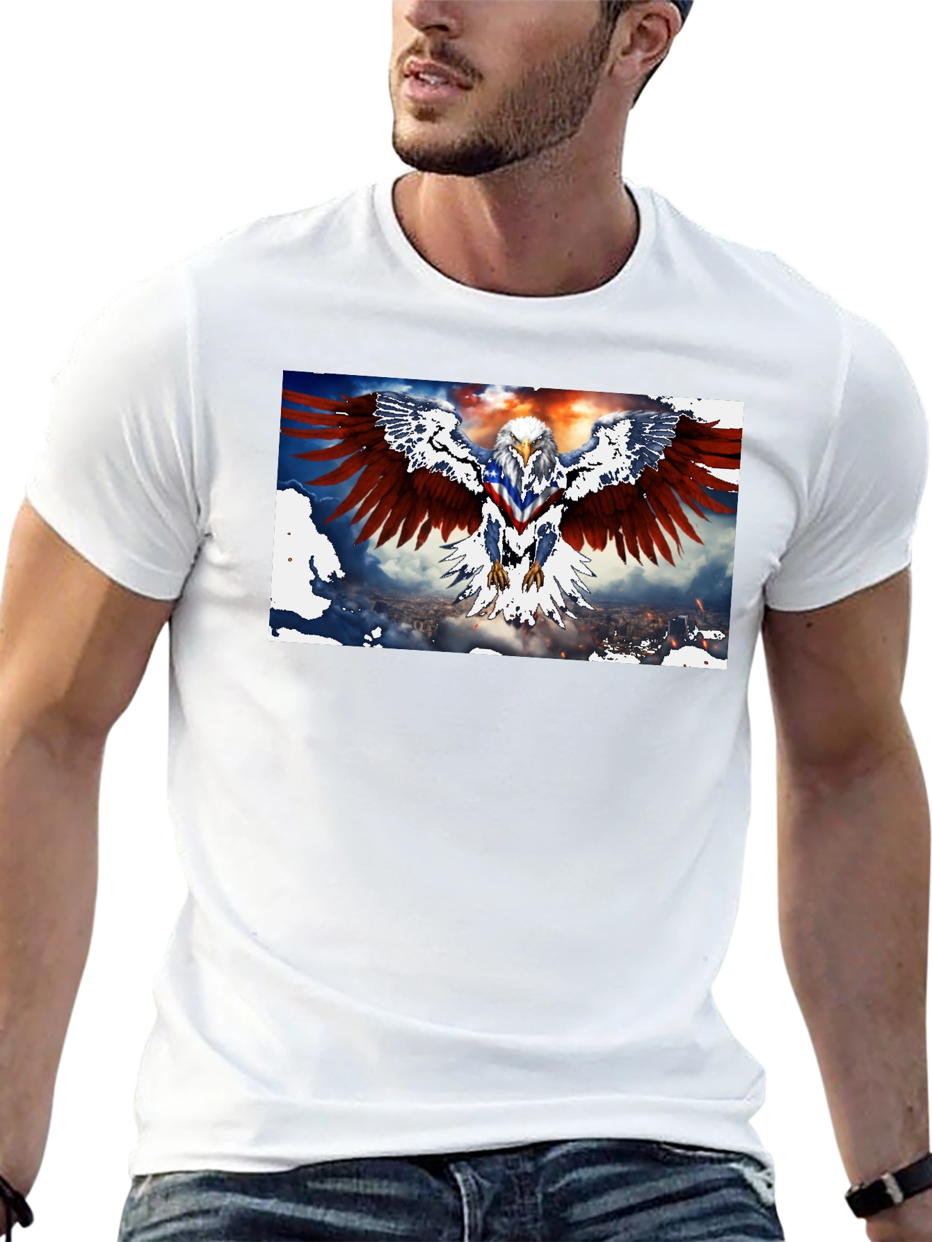 Patriotic Eagle Graphic Print T-Shirt