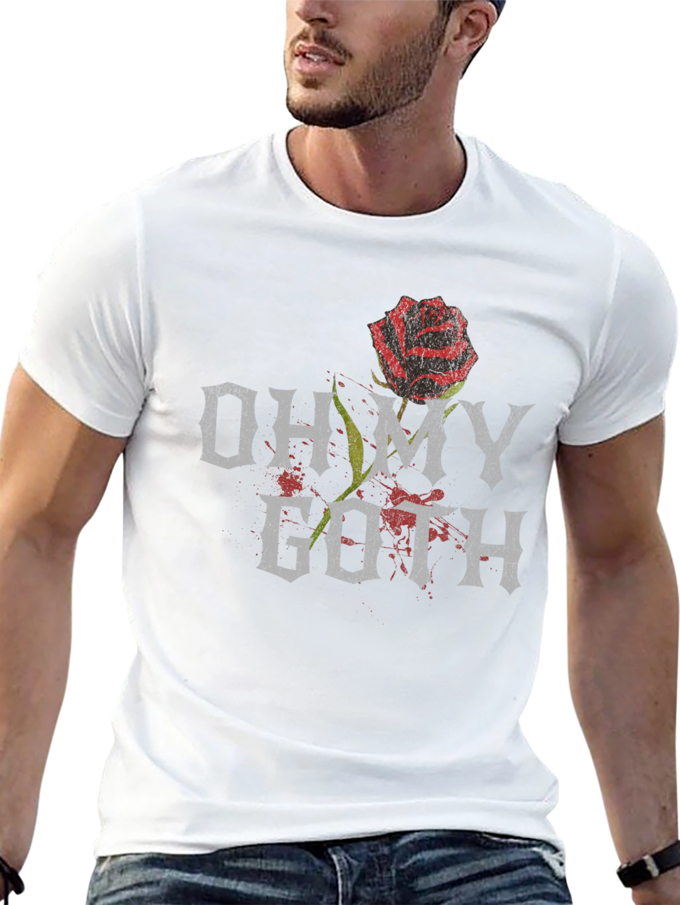 Oh My Goth T-Shirt with Rose Graphic