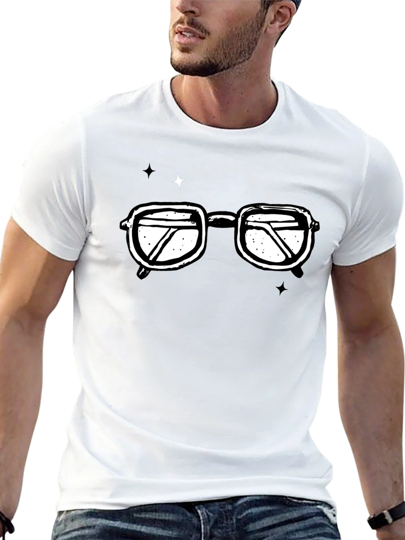 Retro Glasses Graphic T-Shirt - Black Cotton Tee