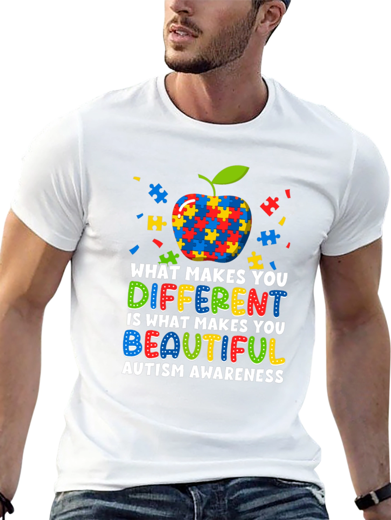 Autism Awareness Apple Puzzle T-Shirt