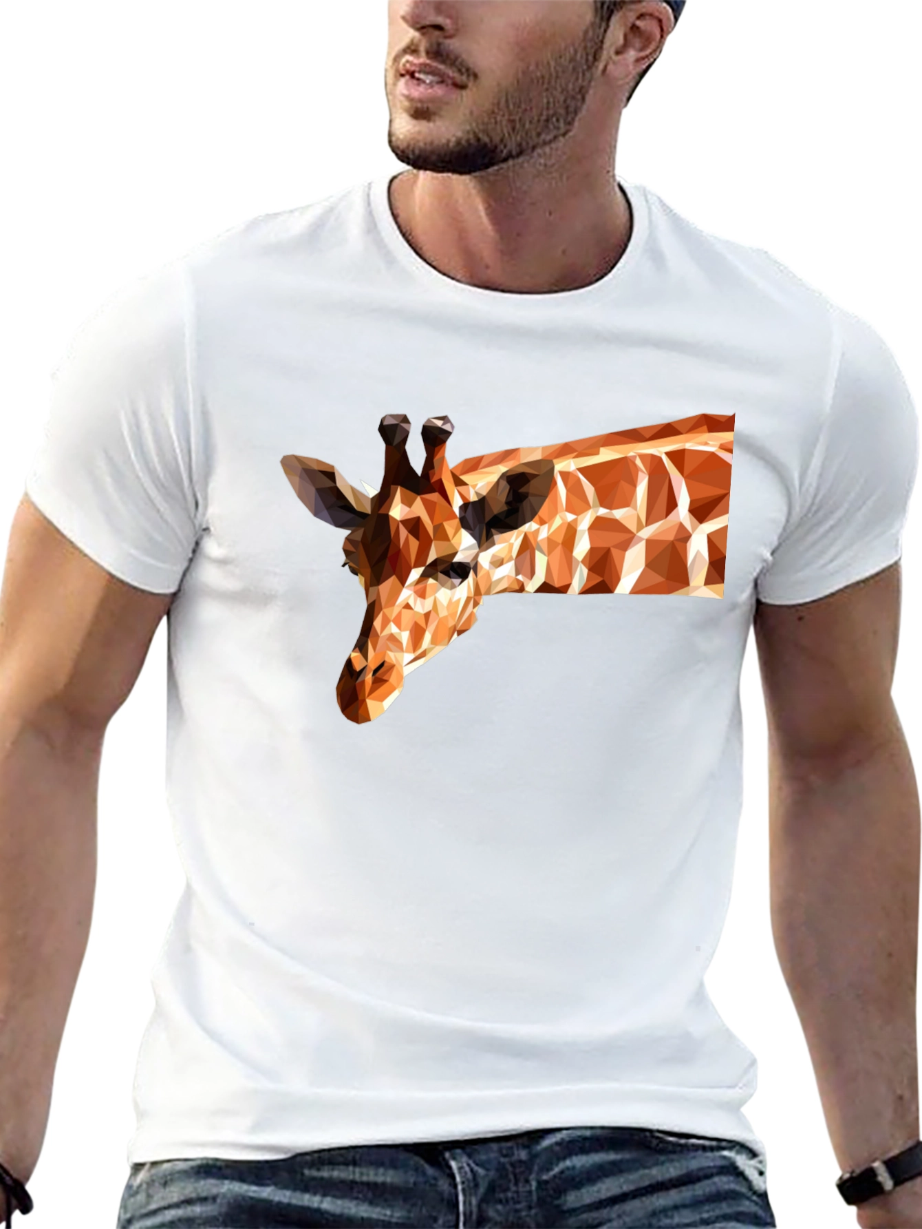 Geometric Giraffe Black T-Shirt - Modern Art Tee