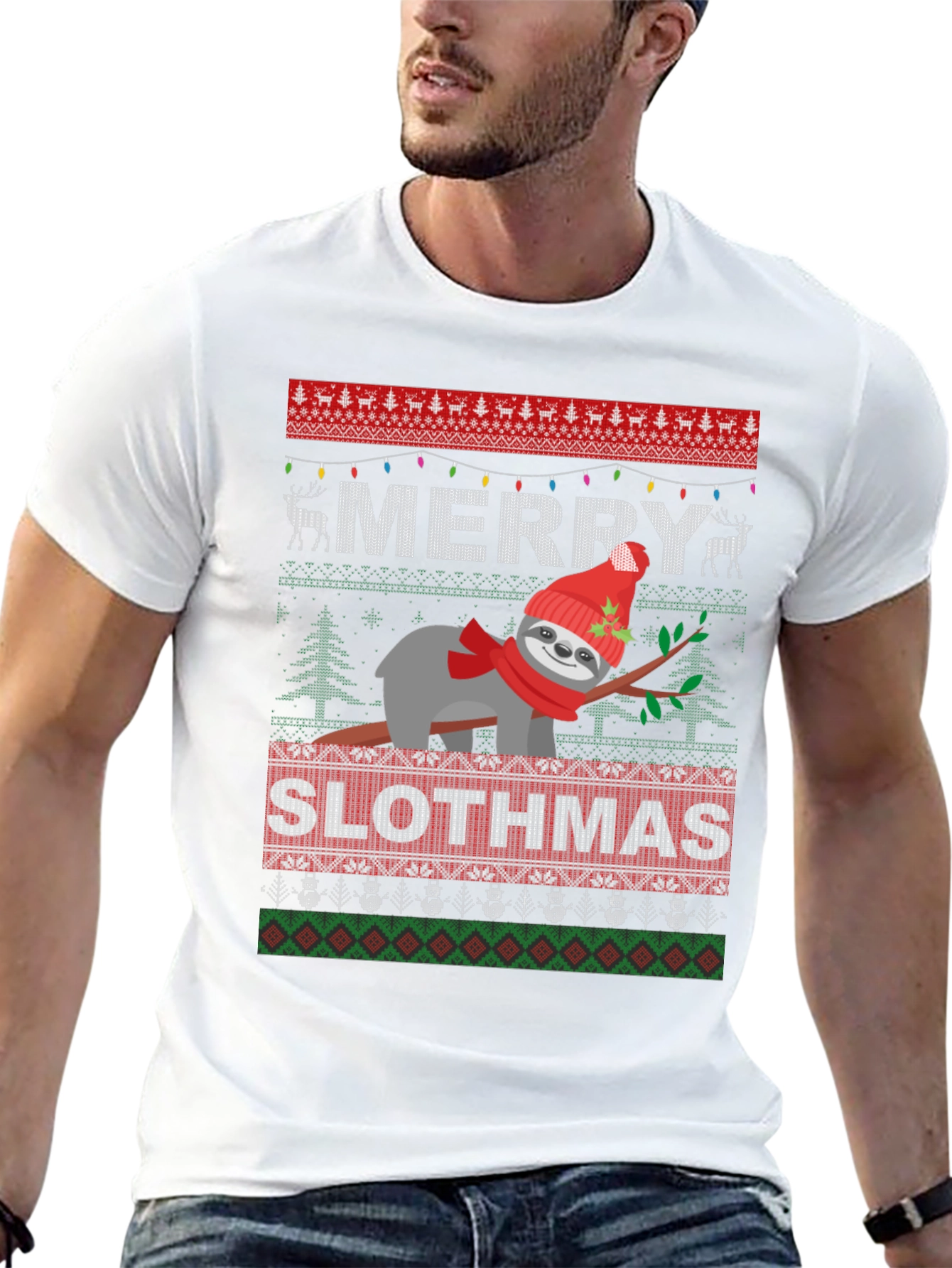 Merry Slothmas Ugly Christmas T-Shirt