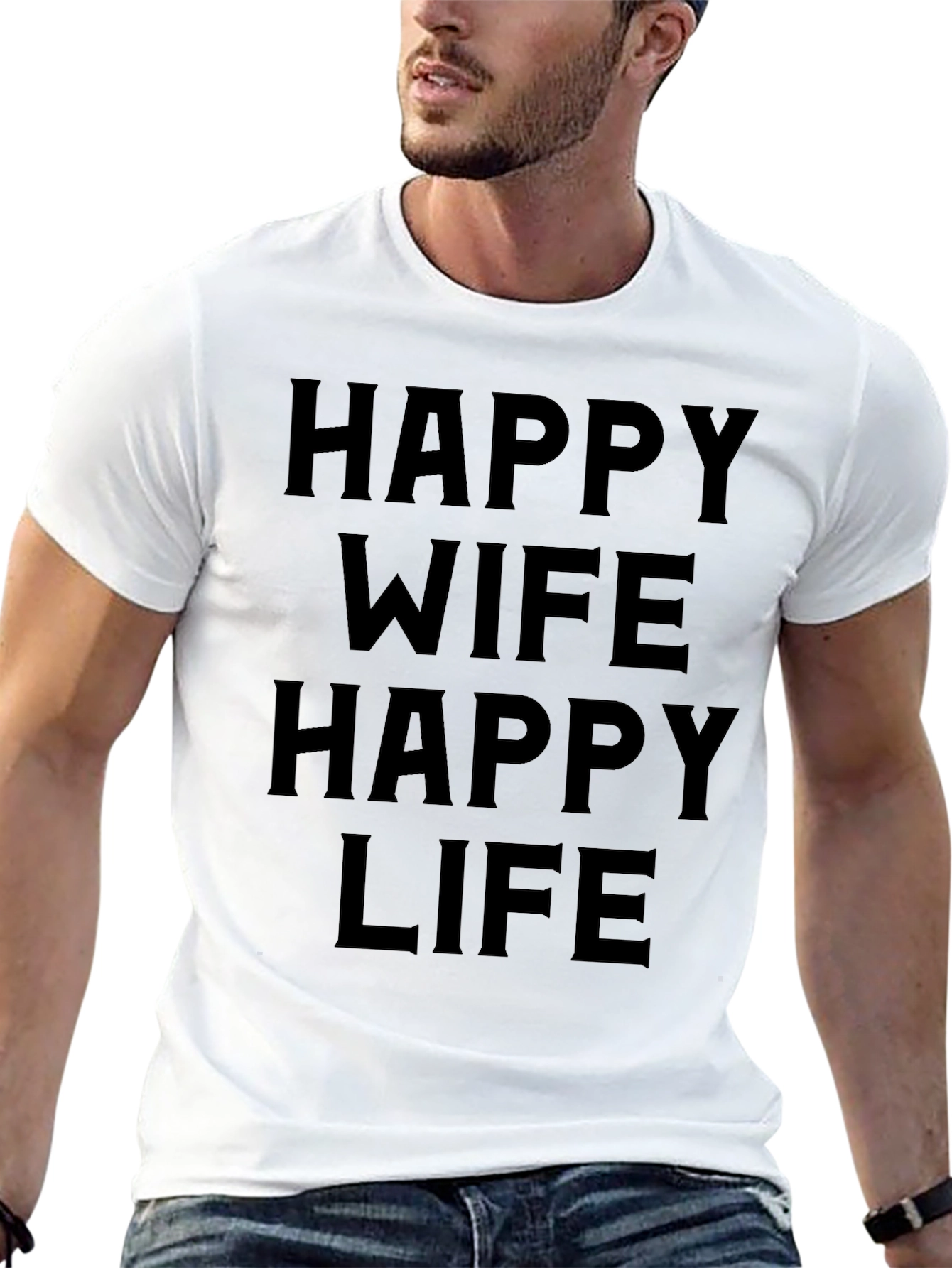 Happy Wife Happy Life Black T-Shirt