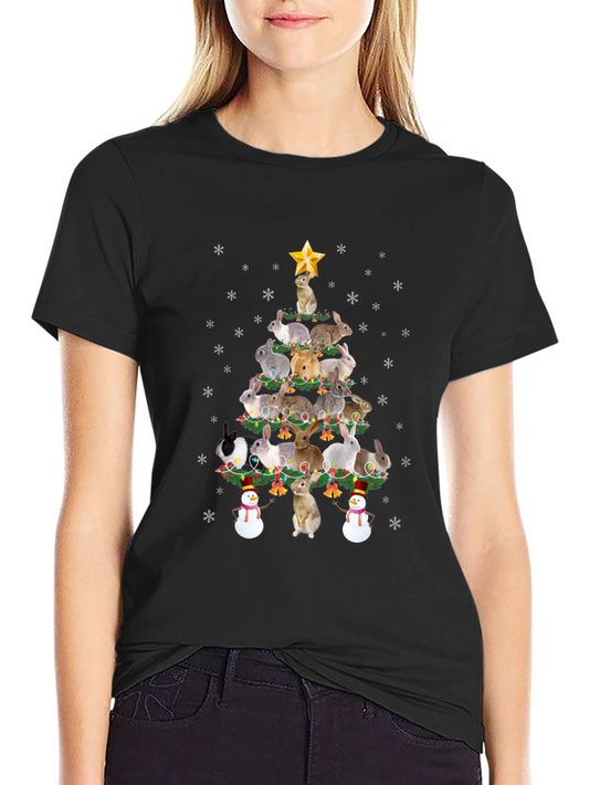 Rabbit Christmas Tree Graphic Tee