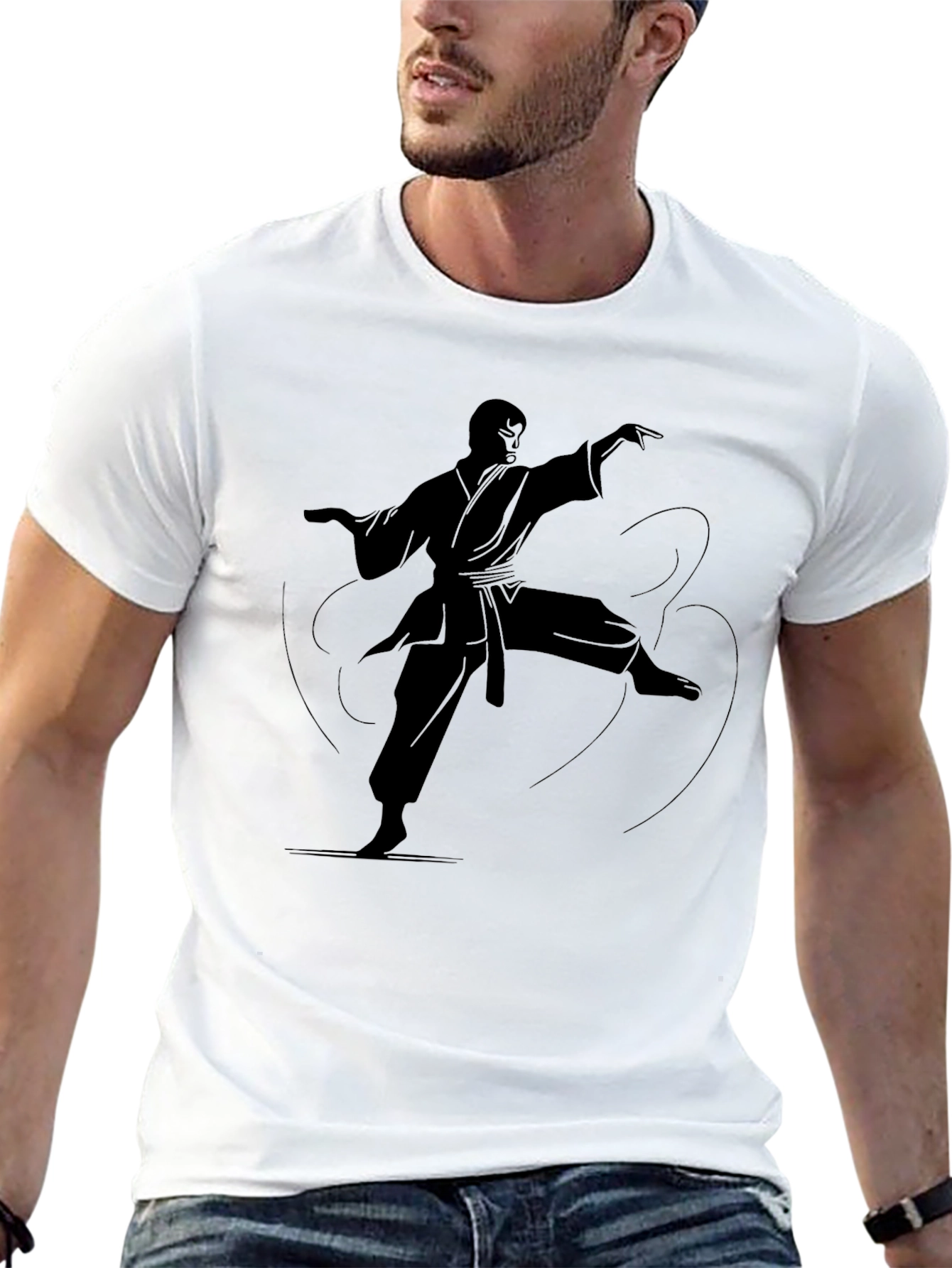 Martial Arts Silhouette Black T-Shirt
