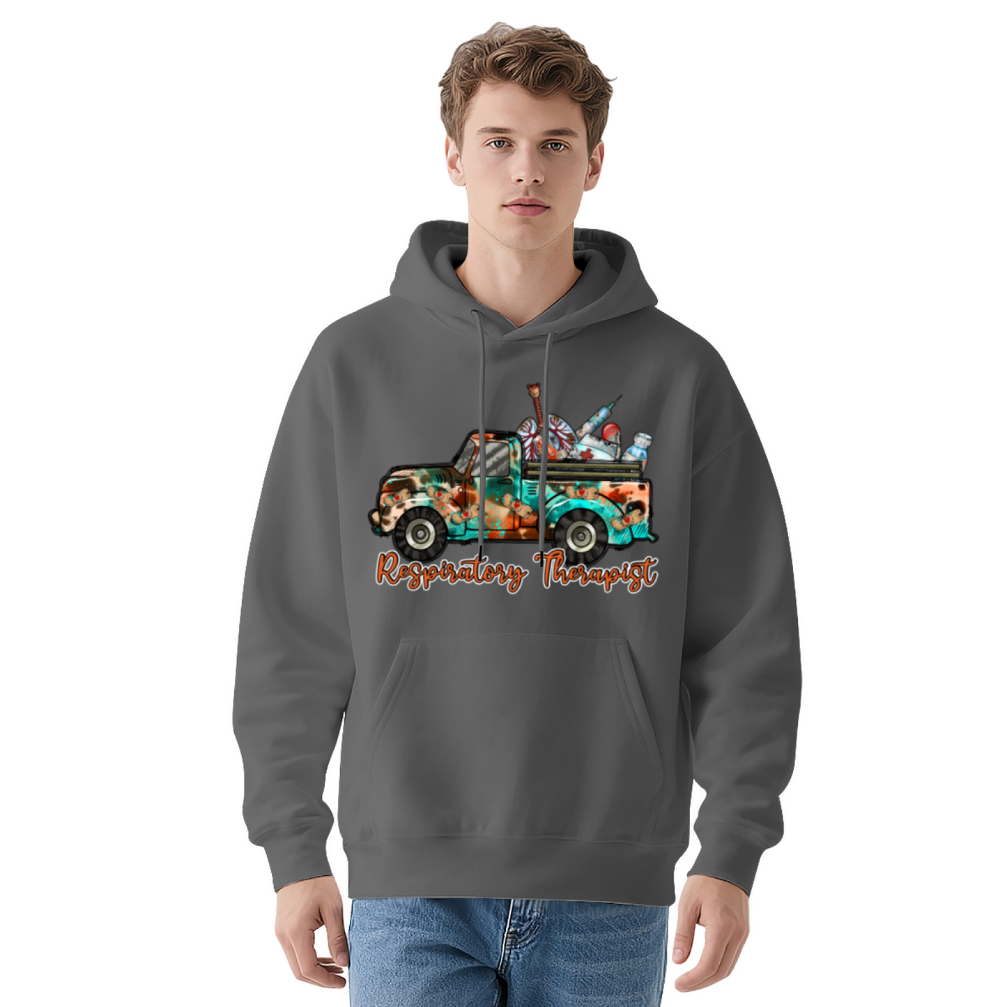 Respiratory Therapist Vintage Truck White Hoodie, Medical Worker Soft Comfort Top