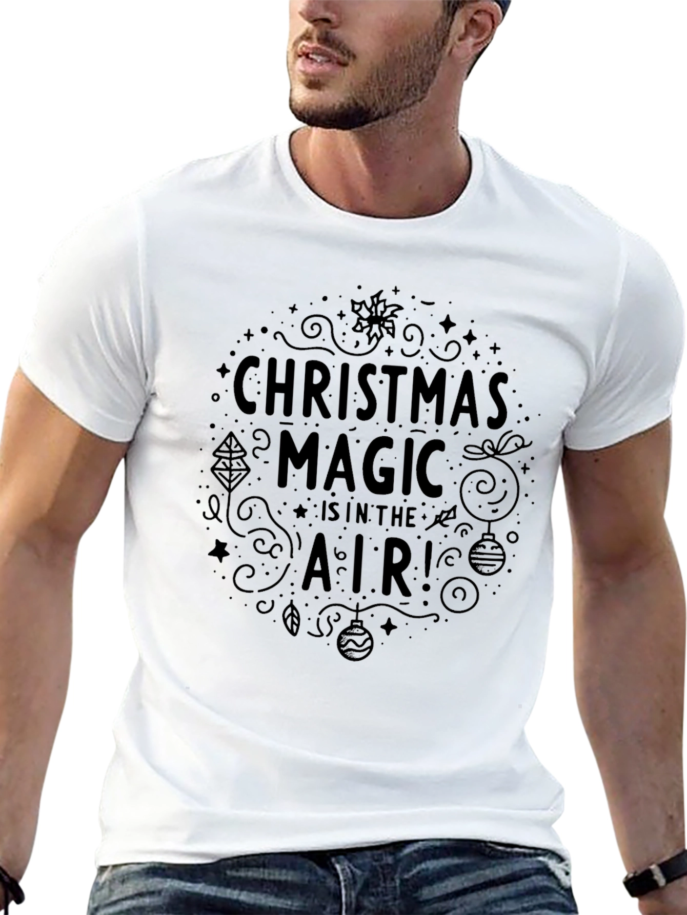 Christmas Magic Graphic Black T-Shirt