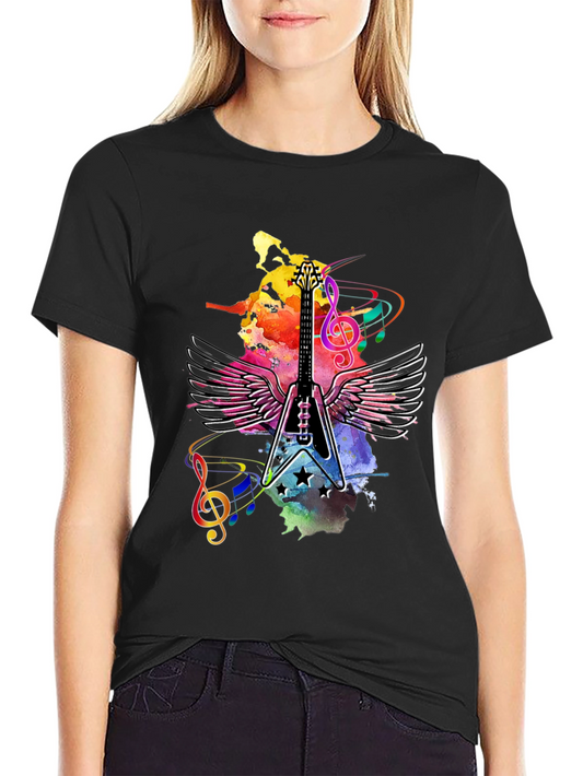 Guitar Wings Mens Black Graphic Tee
