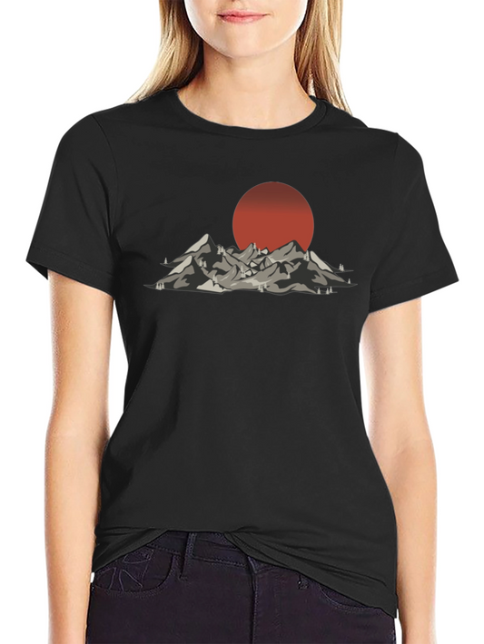 Mountain Sunset Graphic Tee - Black