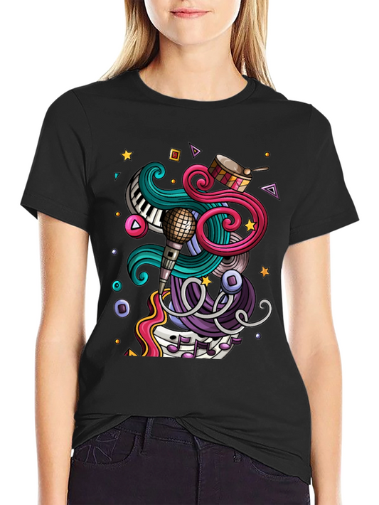 Music Lover Graphic Tee - Black Cotton T-Shirt