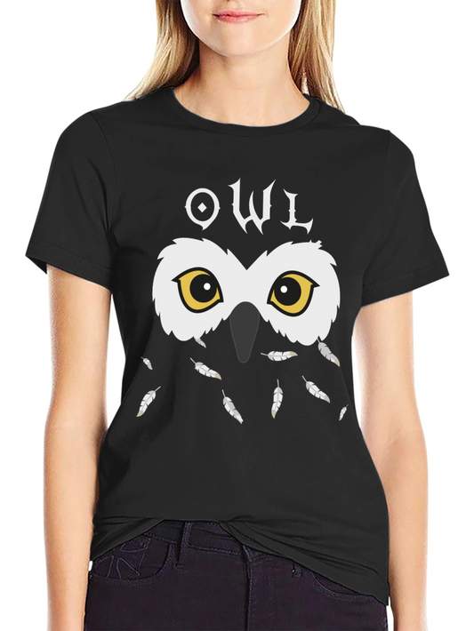 Owl Graphic Black T-Shirt - Unique Design