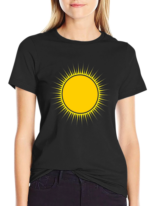 Mens Black T-Shirt with Yellow Sun Design