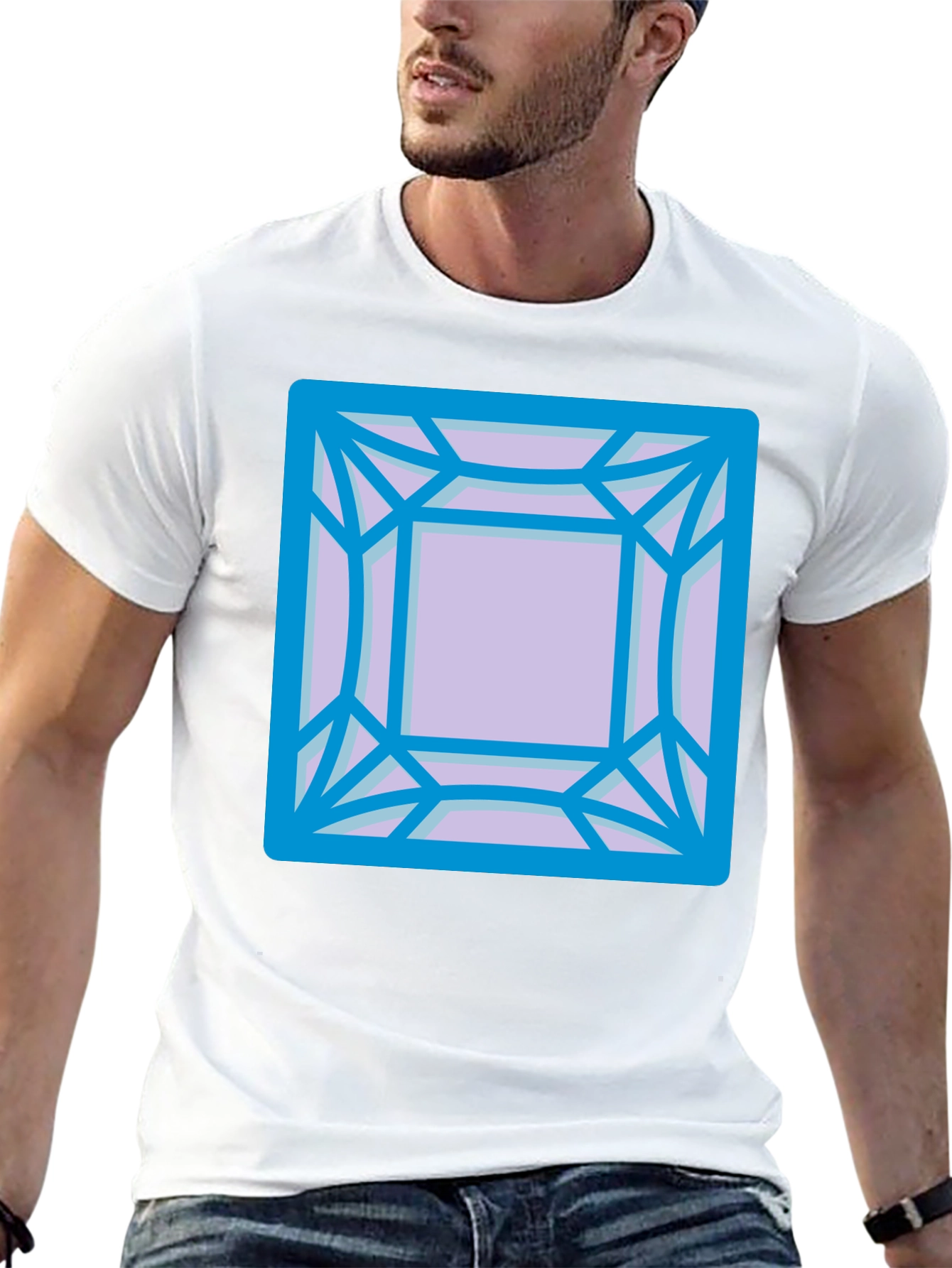Geometric Gem Graphic Tee - Modern Casual Style