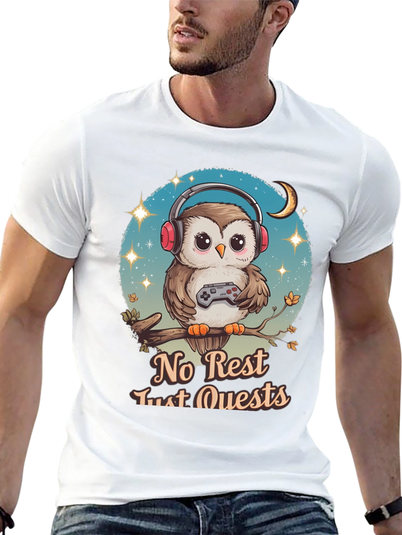 Gamer Owl T-Shirt - No Rest Just Quests