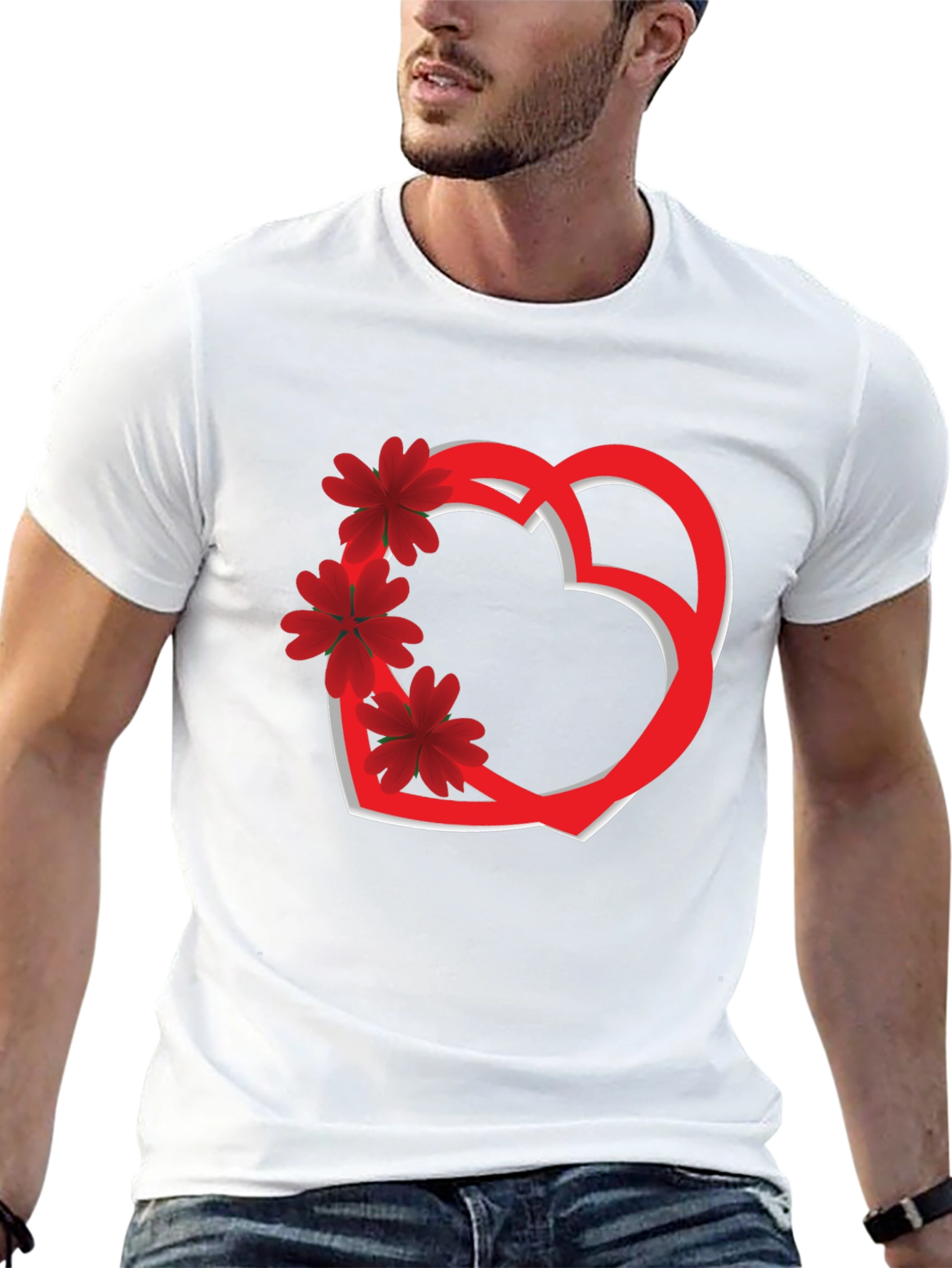 Heart & Flowers Graphic Tee - Black