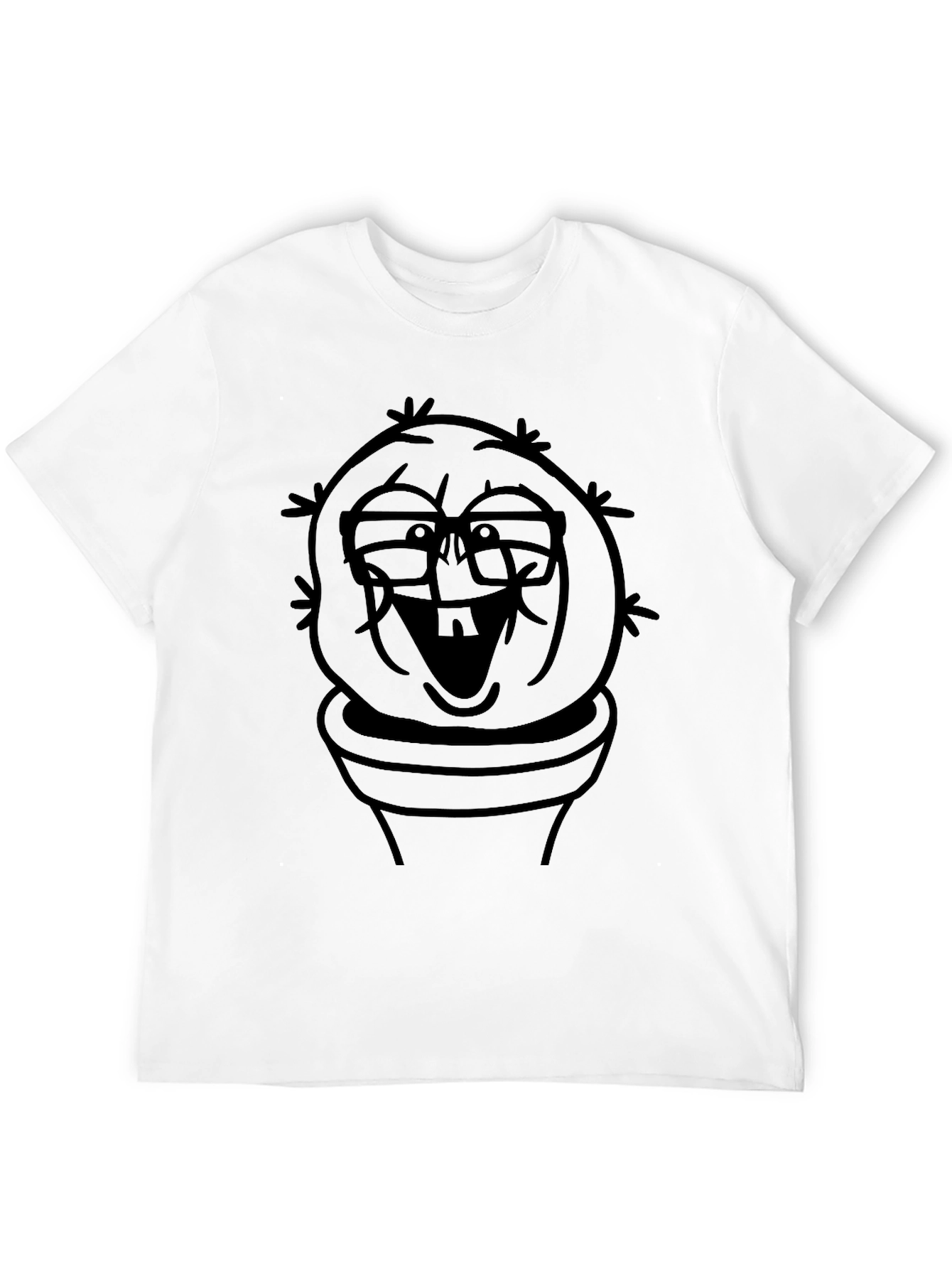 Funny Cactus Man Graphic Tee - Black T-Shirt