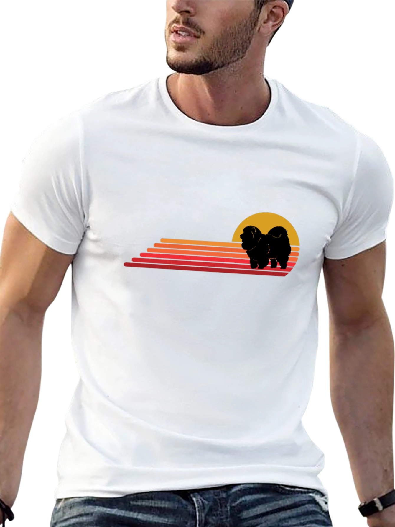 Retro Chow Chow T-Shirt - Sunset Dog Tee