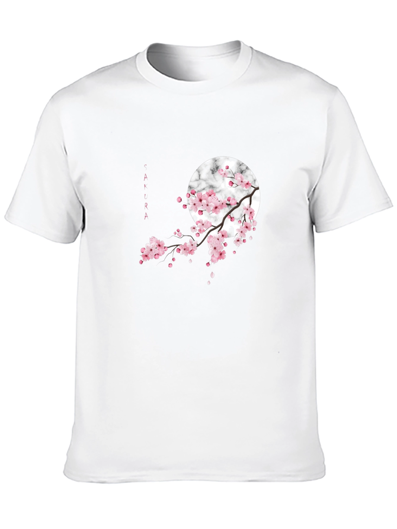 Sakura Blossom Graphic Tee - Black Cotton Casual Shirt
