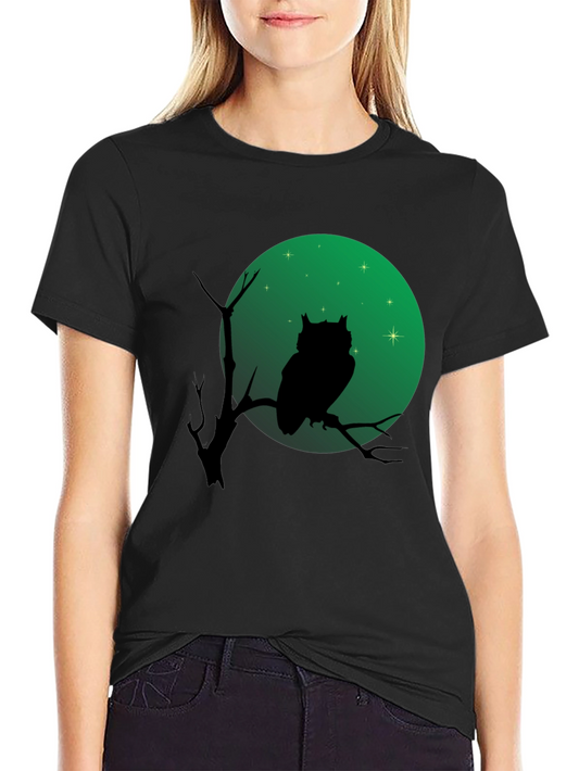 Owl Silhouette T-Shirt - Green Moon Design
