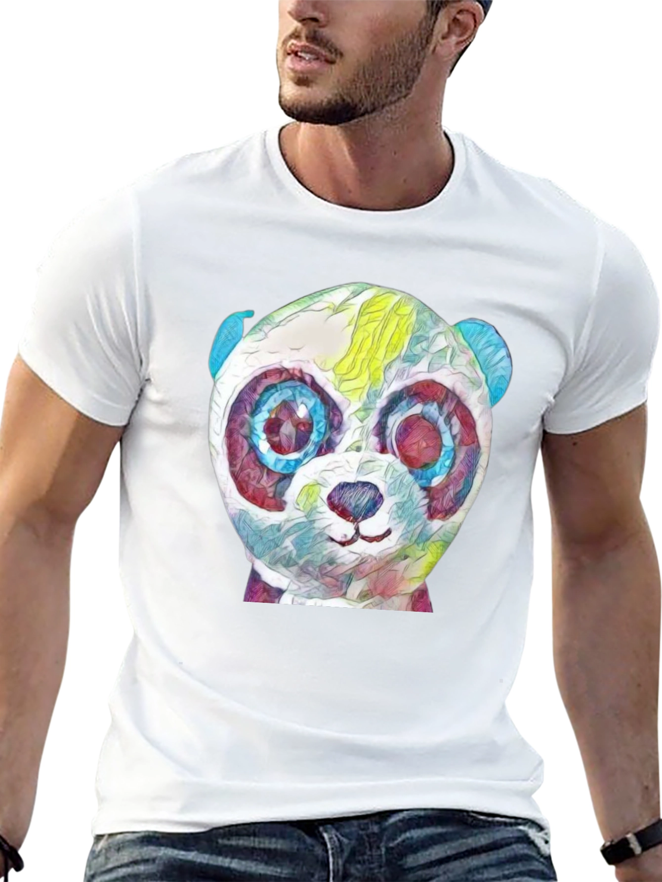 Abstract Panda Graphic Black T-Shirt
