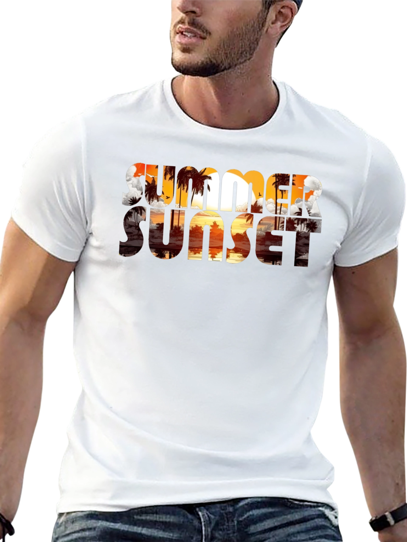 Summer Sunset Graphic Tee - Tropical Beach Vibe
