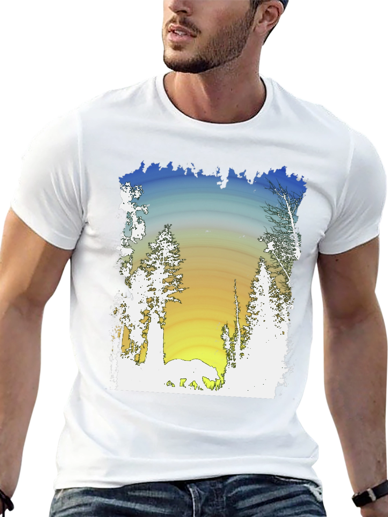 Nature Scene Graphic Black T-Shirt