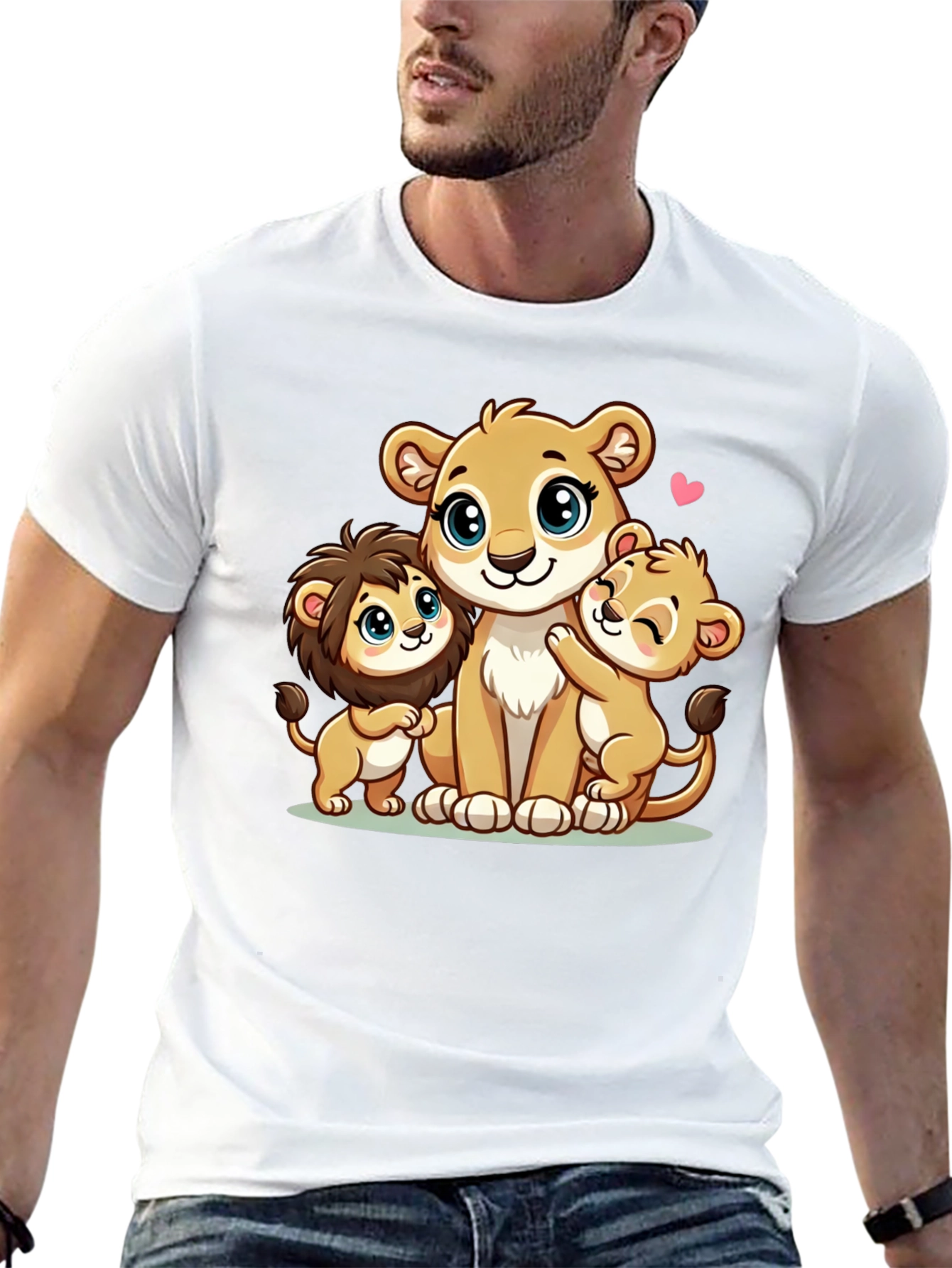 Cute Lion Family Black T-Shirt