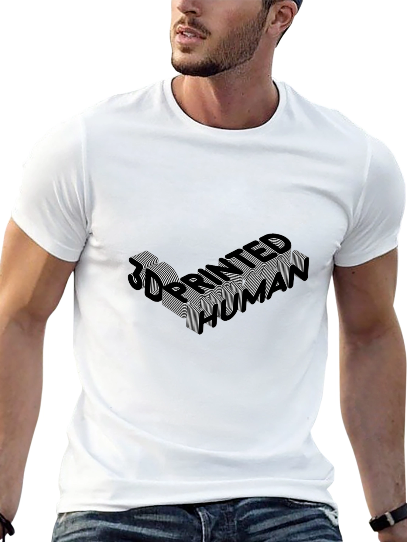 3D Printed Human Black Graphic Tee
