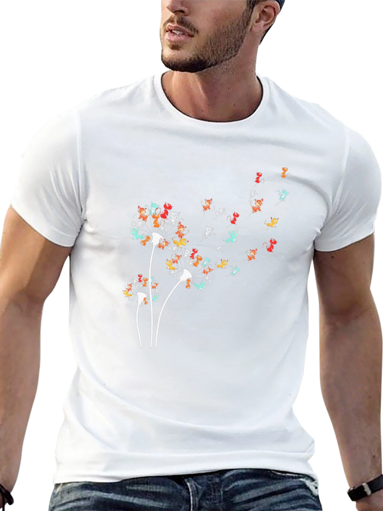 Dandelion Cat Black T-Shirt