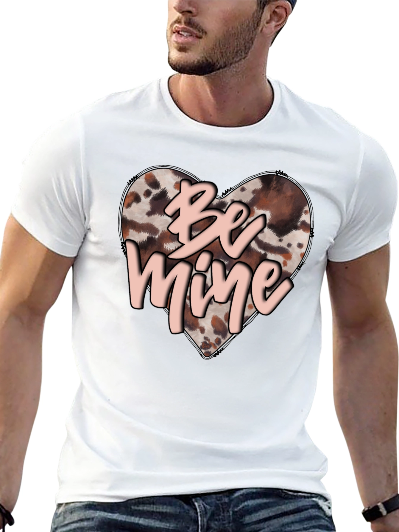 Be Mine Valentines Day Heart Print T-Shirt