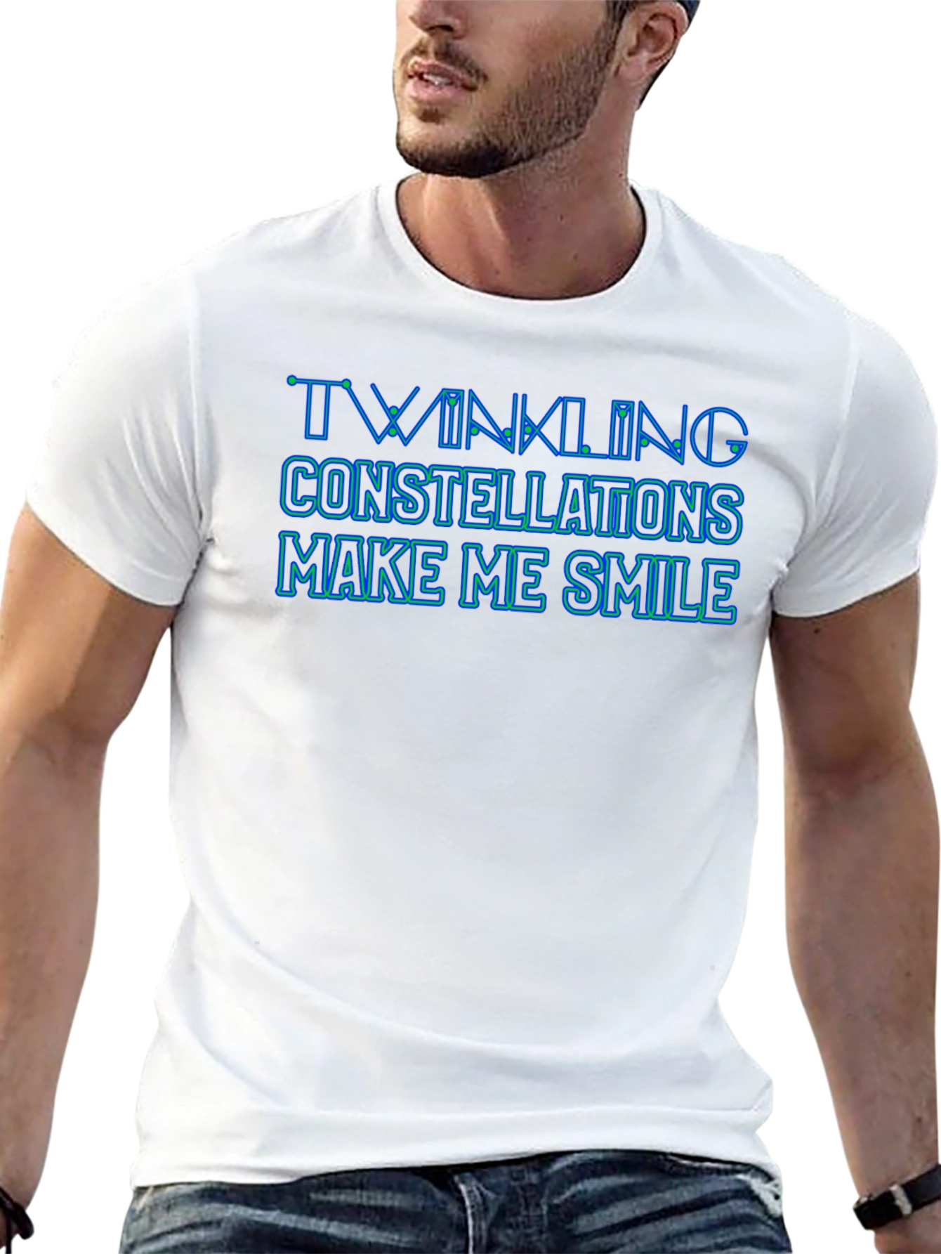 Twinkling Constellations Graphic Tee - Soft Black Cotton