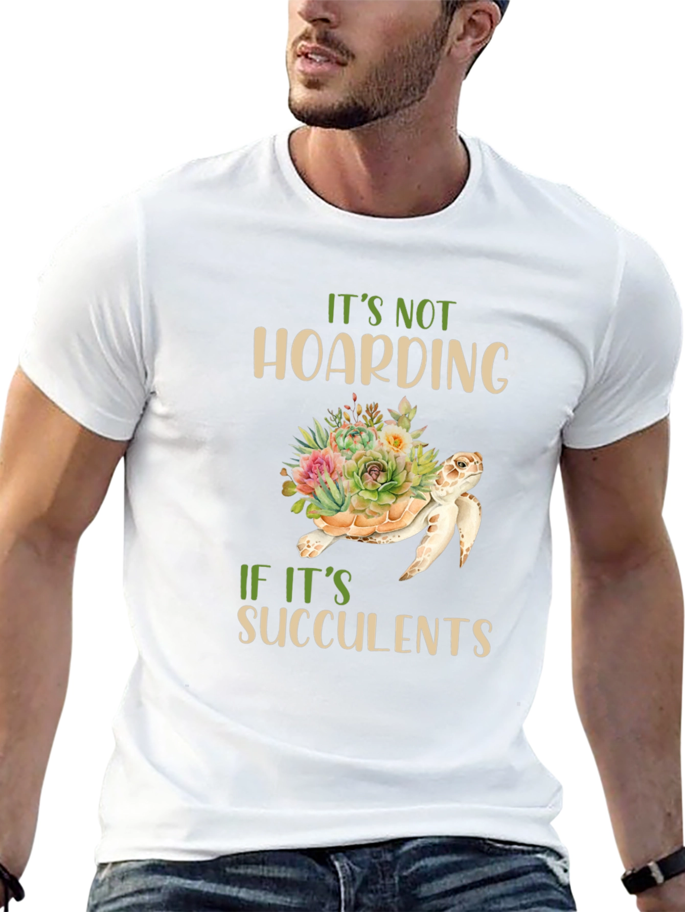 Succulent Turtle Graphic T-Shirt