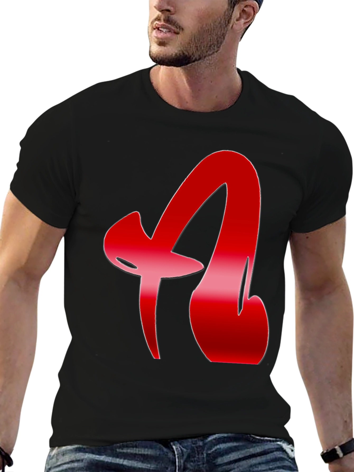 Red Letter Graphic Black T-Shirt