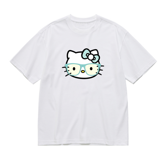 Nerdy Glasses Style Hello Kitty Cute Plus Size Women T?Shirt