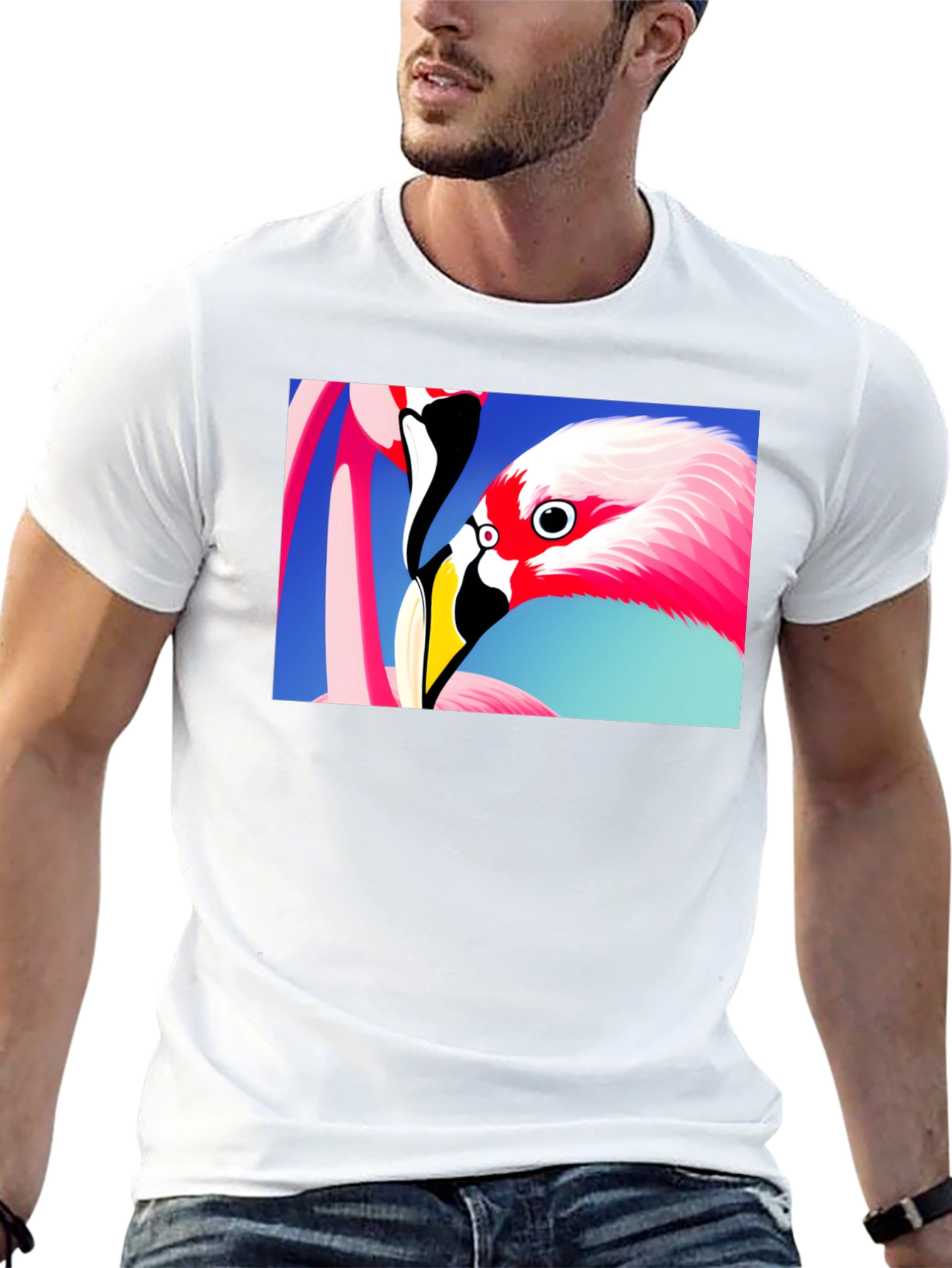 Flamingo Graphic Tee - Stylish Black T-Shirt