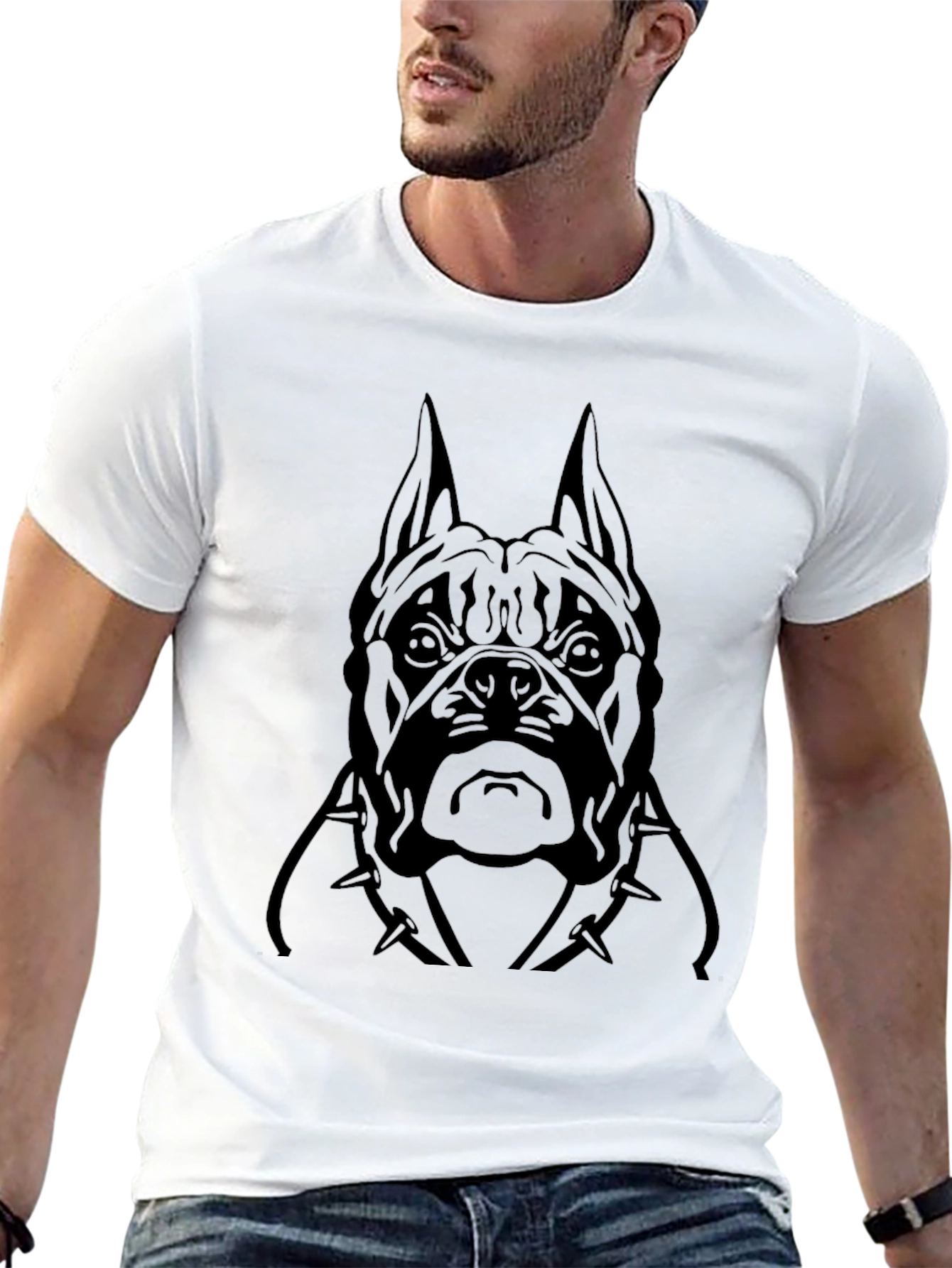 Black Graphic Tee - Dog Head Spike Collar