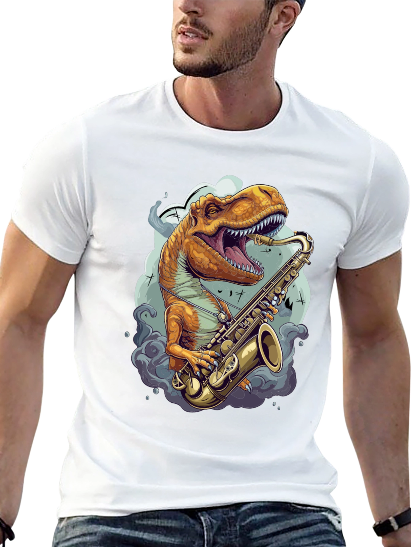 Dino Sax Player Graphic Tee