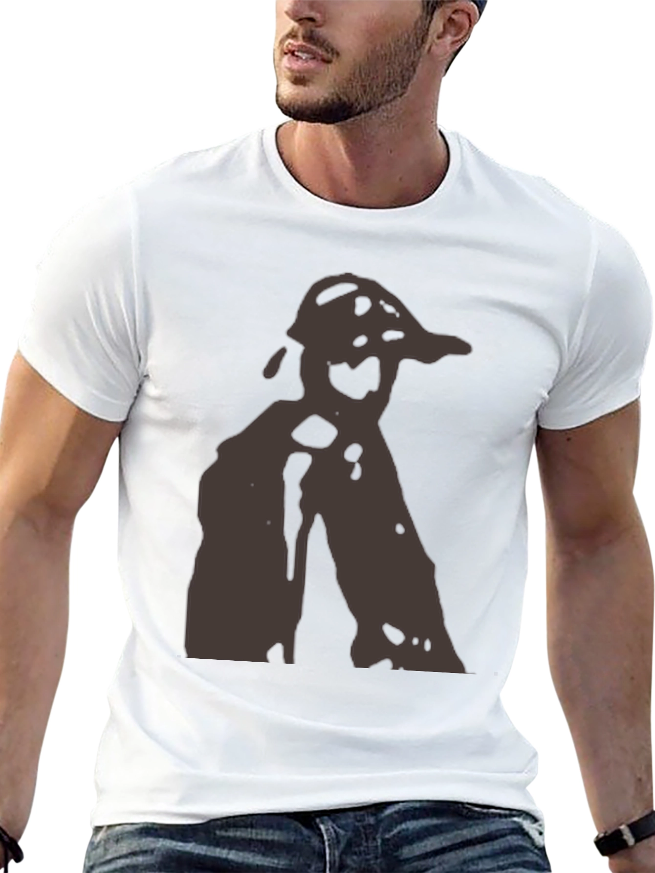Abstract Silhouette Graphic Black Tee