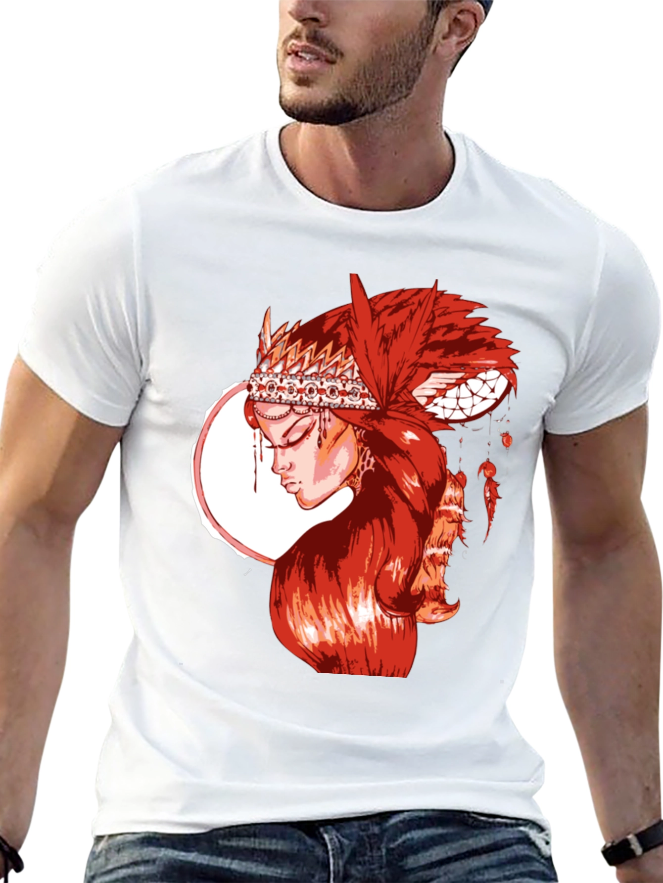Red Indian Girl Graphic T-Shirt