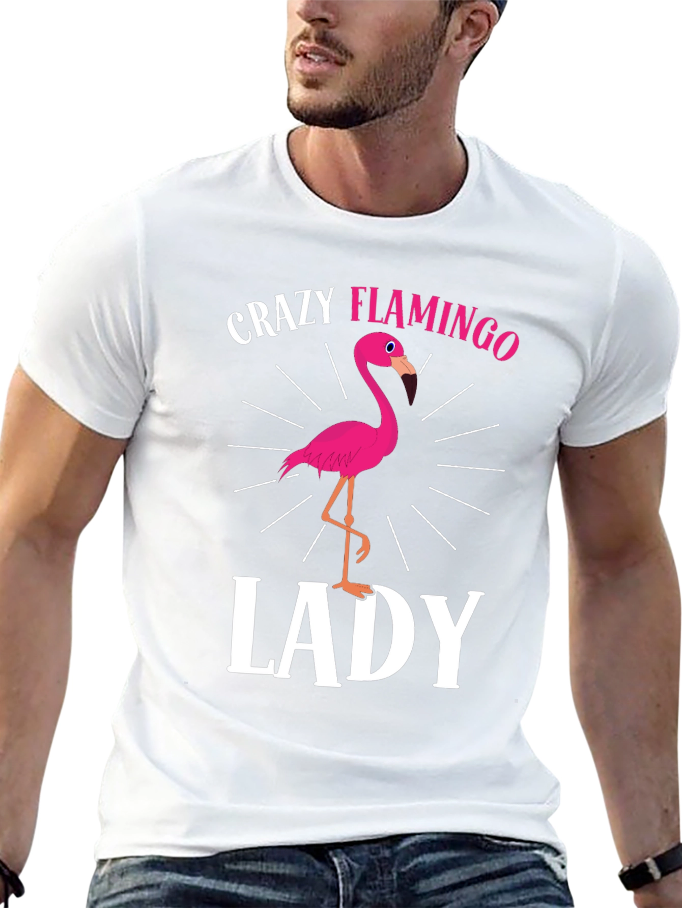 Crazy Flamingo Lady T-Shirt - Novelty Graphic Tee