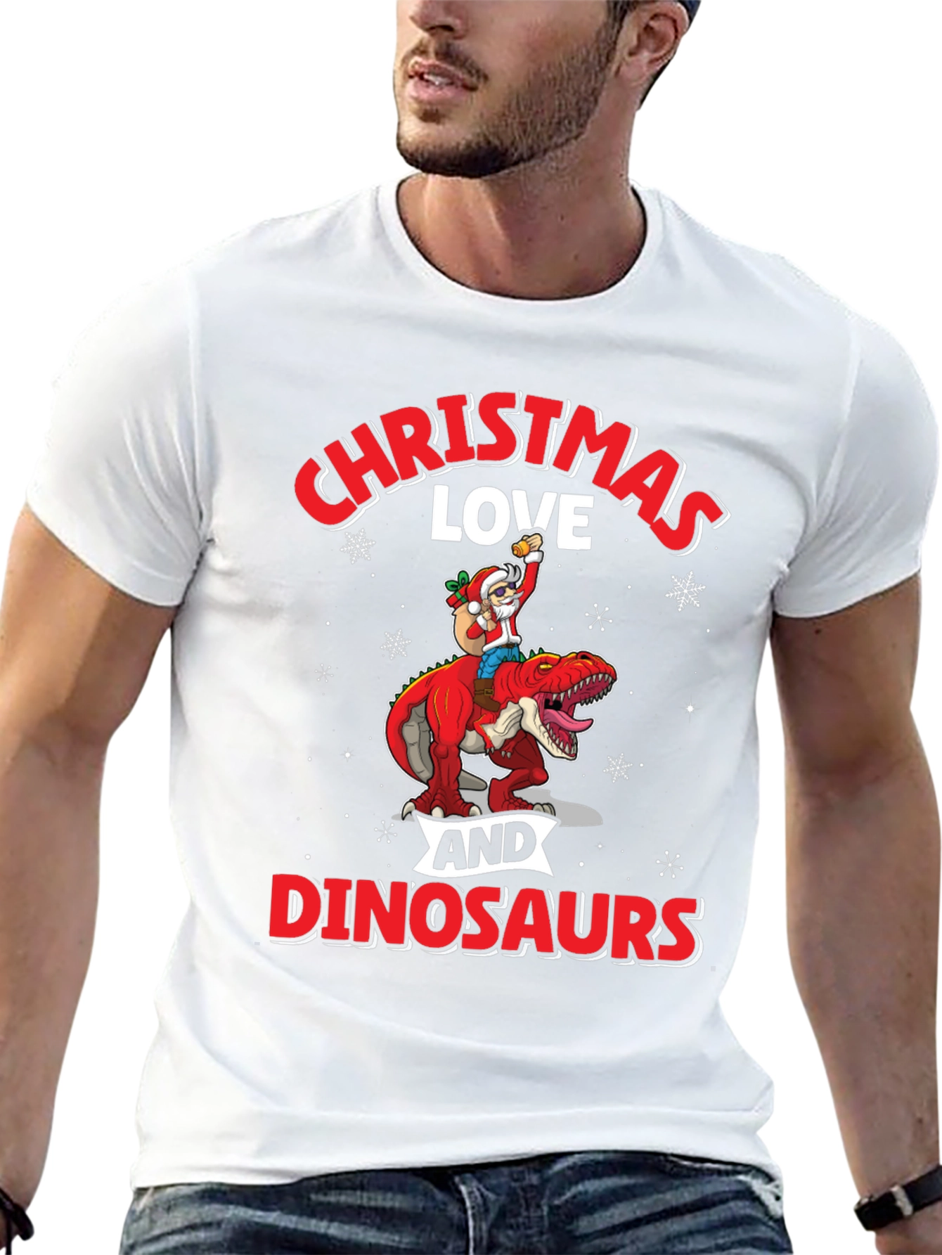 Christmas Love Dinosaurs Graphic T-Shirt