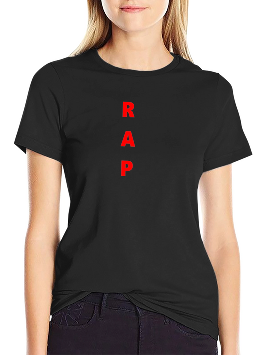 Mens Black T-Shirt with Red RAP Text